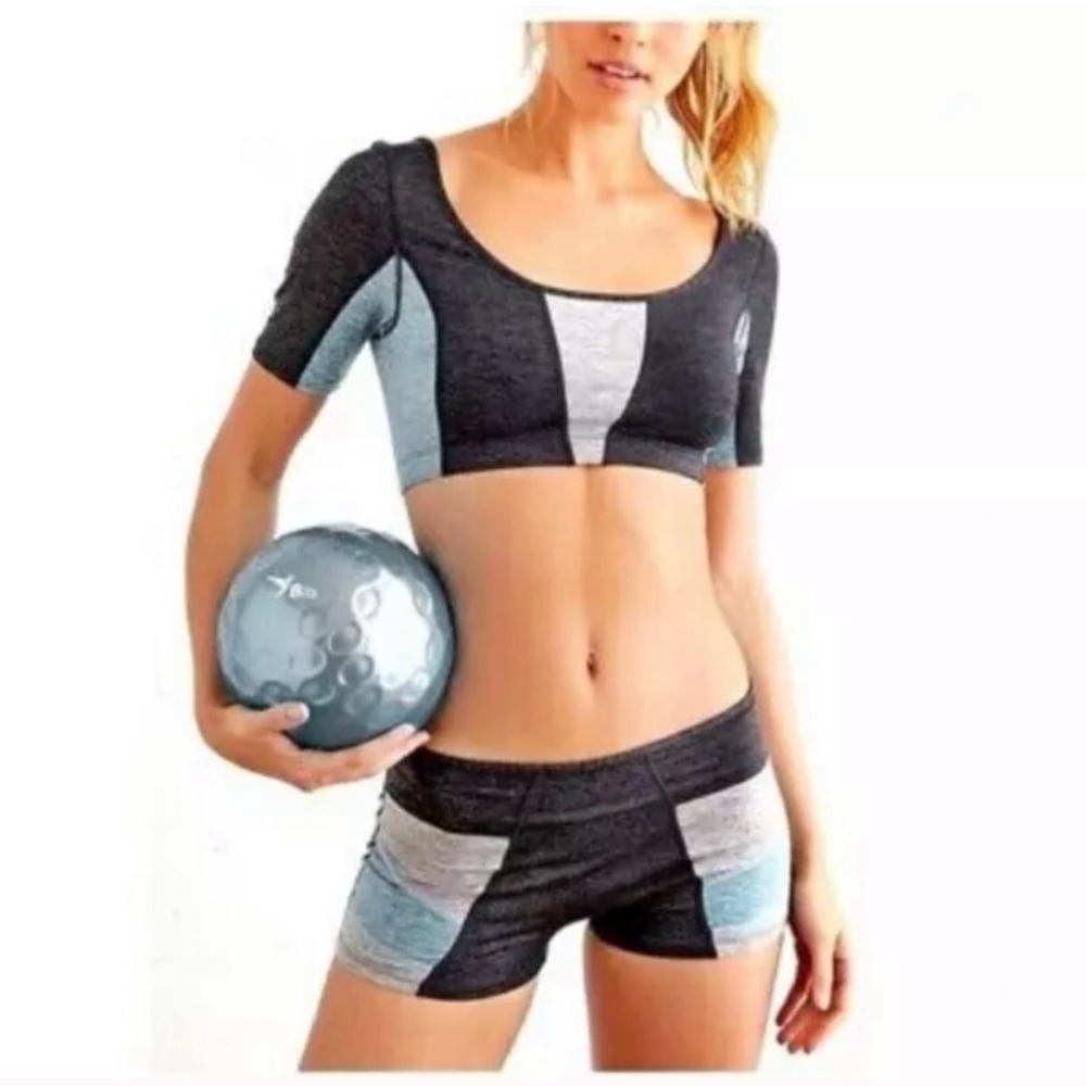 FREE PEOPLE NWT Six Pack Set Top Shorts Charcoal Low Rise